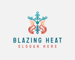 Flame Snowflake Heating System logo design