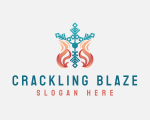 Flame Snowflake Heating System logo design