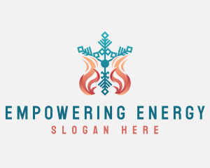 Flame Snowflake Heating System logo design