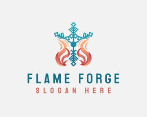 Flame Snowflake Heating System logo design