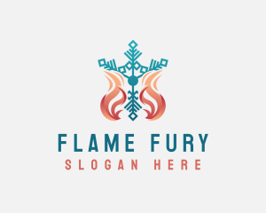 Flame Snowflake Heating System logo design