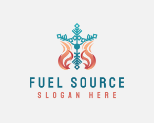 Flame Snowflake Heating System logo design