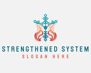 Flame Snowflake Heating System logo design