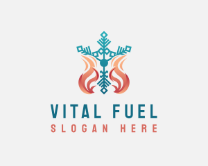 Flame Snowflake Heating System logo design