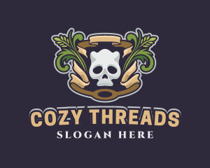 Ornamental Wreath Skull Gaming logo design