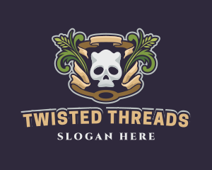 Ornamental Wreath Skull Gaming logo design