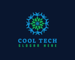 Snowflake Leaf Cooling logo design