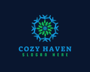 Snowflake Leaf Cooling logo design