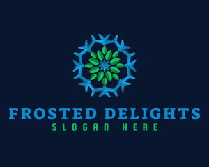 Snowflake Leaf Cooling logo design