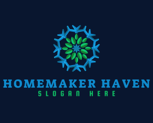 Snowflake Leaf Cooling logo design