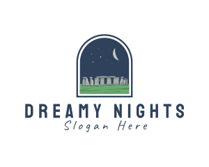 Moon Night Stonehenge logo design