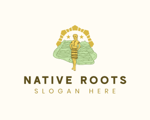 Native Woman Rice Terraces logo design