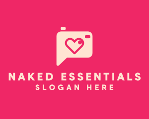 Pink Camera Photography Love Heart logo design