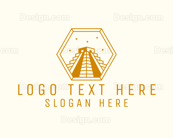 Hexagon Mayan Pyramid Logo