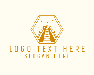 Hexagon Mayan Pyramid Logo