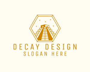 Hexagon Mayan Pyramid logo design