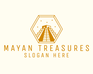 Hexagon Mayan Pyramid logo design