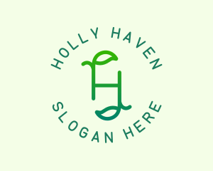 Organic Leaves Letter H logo design