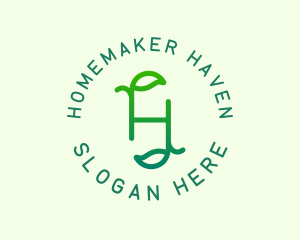 Organic Leaves Letter H logo design