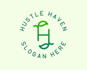 Organic Leaves Letter H logo design