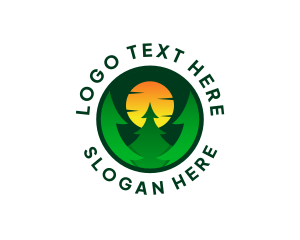 Sun Pine Tree Forest Logo