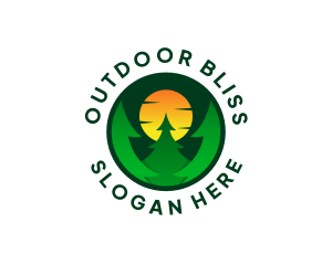 Sun Pine Tree Forest logo design