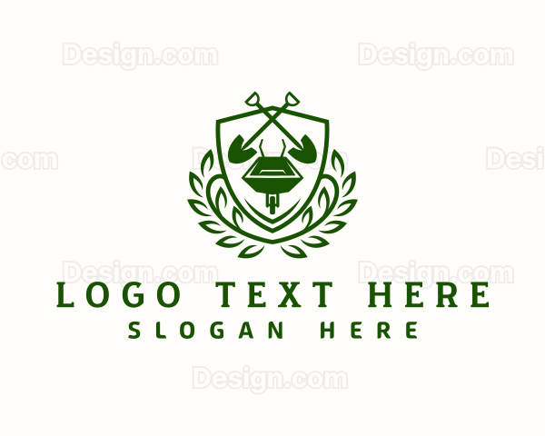 Shovel Wheelbarrow Gardening Logo