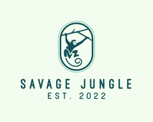 Jungle Monkey Tree Branch logo design