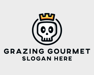 Crown Skull Badge logo design