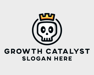 Crown Skull Badge logo design