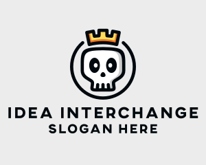 Crown Skull Badge logo design