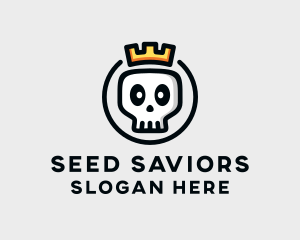 Crown Skull Badge logo design