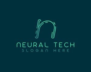 Tech Circuit Letter N logo design