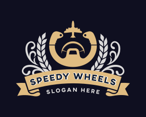 Airplane Steering Wheel logo design