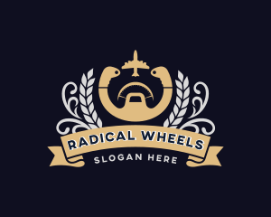 Airplane Steering Wheel logo design