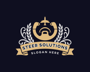 Airplane Steering Wheel logo design