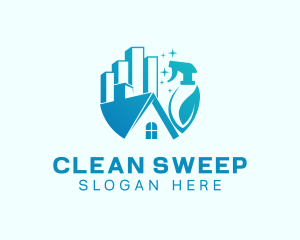 House Cleaning Building logo design