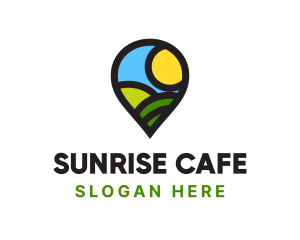 Sunrise Location Pin logo design