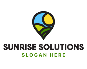 Sunrise Location Pin logo design