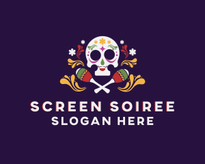 Festive Skull Skeleton logo design