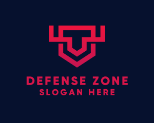 Geometric Shield Defense logo design