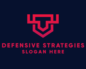 Geometric Shield Defense logo design