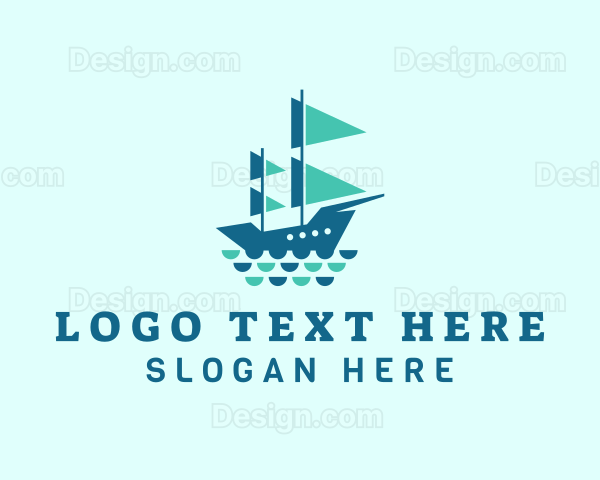 Ocean Galleon Ship Logo