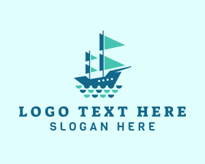 Ocean Galleon Ship Logo