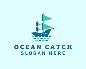 Ocean Galleon Ship logo design