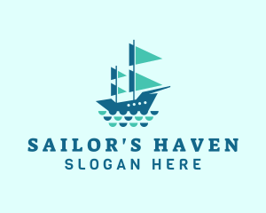 Ocean Galleon Ship logo design