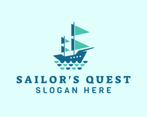 Ocean Galleon Ship logo design