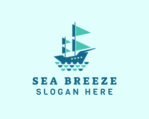 Ocean Galleon Ship logo design