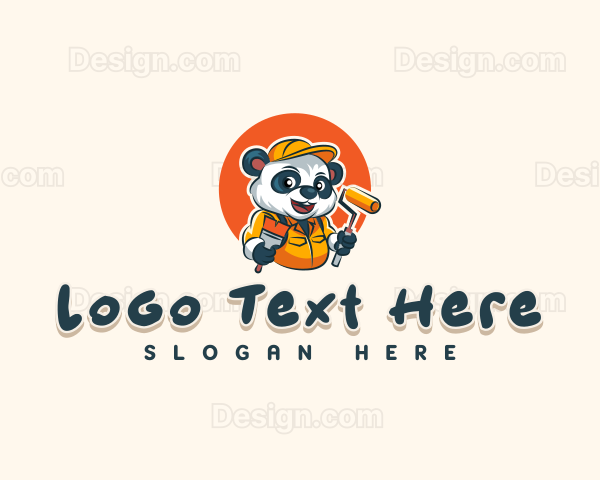 Cute Painter Panda Logo