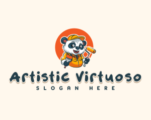 Cute Painter Panda logo design